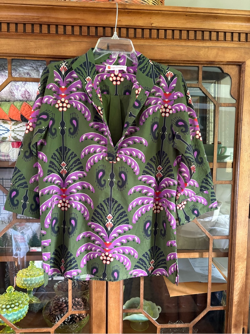Jude Connally Olive Green & Purple Printed Tunic